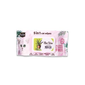 Kitcat 5 In 1 Cat Wipes Aloe Vera Scented - 80 Sheets