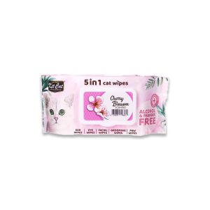 Kitcat 5 In 1 Cat Wipes Cherry Blossoms Scented - 80 Sheets