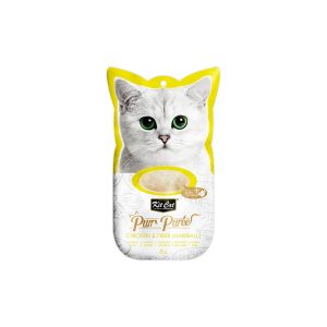 Kit Cat Purr Puree Chicken And Fiber Hairball Wet Cat Treat -15G (4 Tubes)