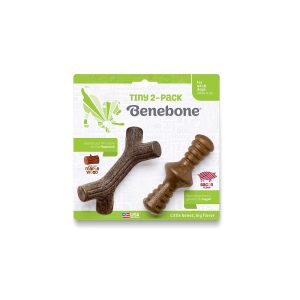 Benebone Tiny 2 PACK Maplestick And Zaggler Bacon Flavor Light Brown