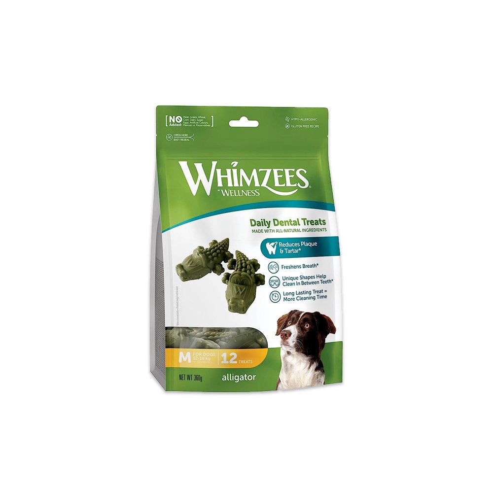 Whimzees Natural Dental Treats Alligator Medium - 12 PC